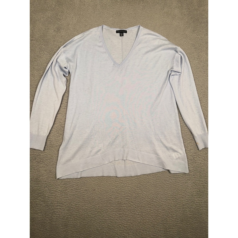 Saks Fifth Avenue V Neck Lightweight Sweater Light Blue Women's XL